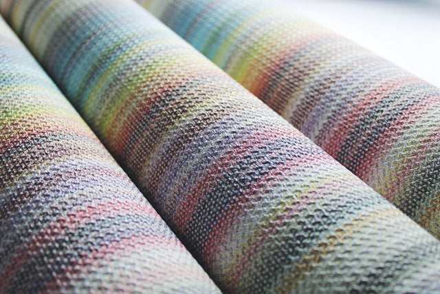 Missoni Striped Sunset Glitter Blue Wallpaper with Variegated Chevron Stripe - York MI10396