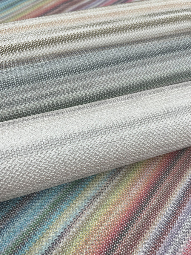 Missoni Striped Sunset Glitter Blue Wallpaper with Variegated Chevron Stripe - York MI10396