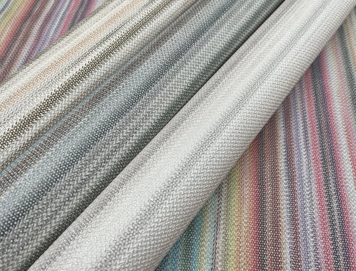 Missoni Striped Sunset Glitter Blue Wallpaper with Variegated Chevron Stripe - York MI10396