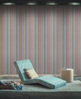 Missoni Striped Sunset Glitter Blue Wallpaper with Variegated Chevron Stripe - York MI10396