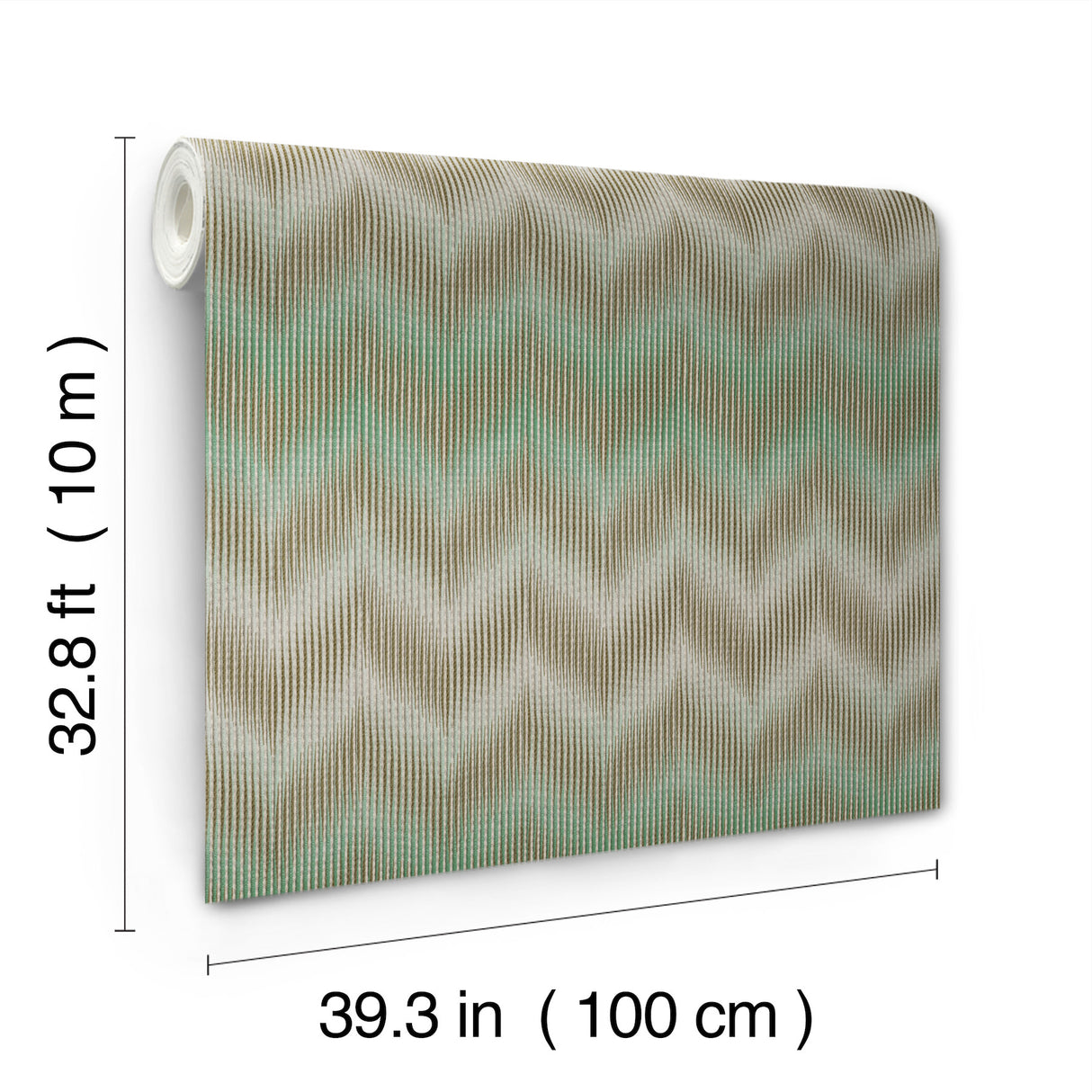 Ande Green by Missoni Home Ikat Chevron Non Woven Wallpaper in Green, Mint, Beige and Brown, 39.3 in x 32.8 ft Roll - MI10513