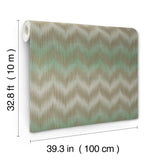 Ande Green by Missoni Home Ikat Chevron Non Woven Wallpaper in Green, Mint, Beige and Brown, 39.3 in x 32.8 ft Roll - MI10513