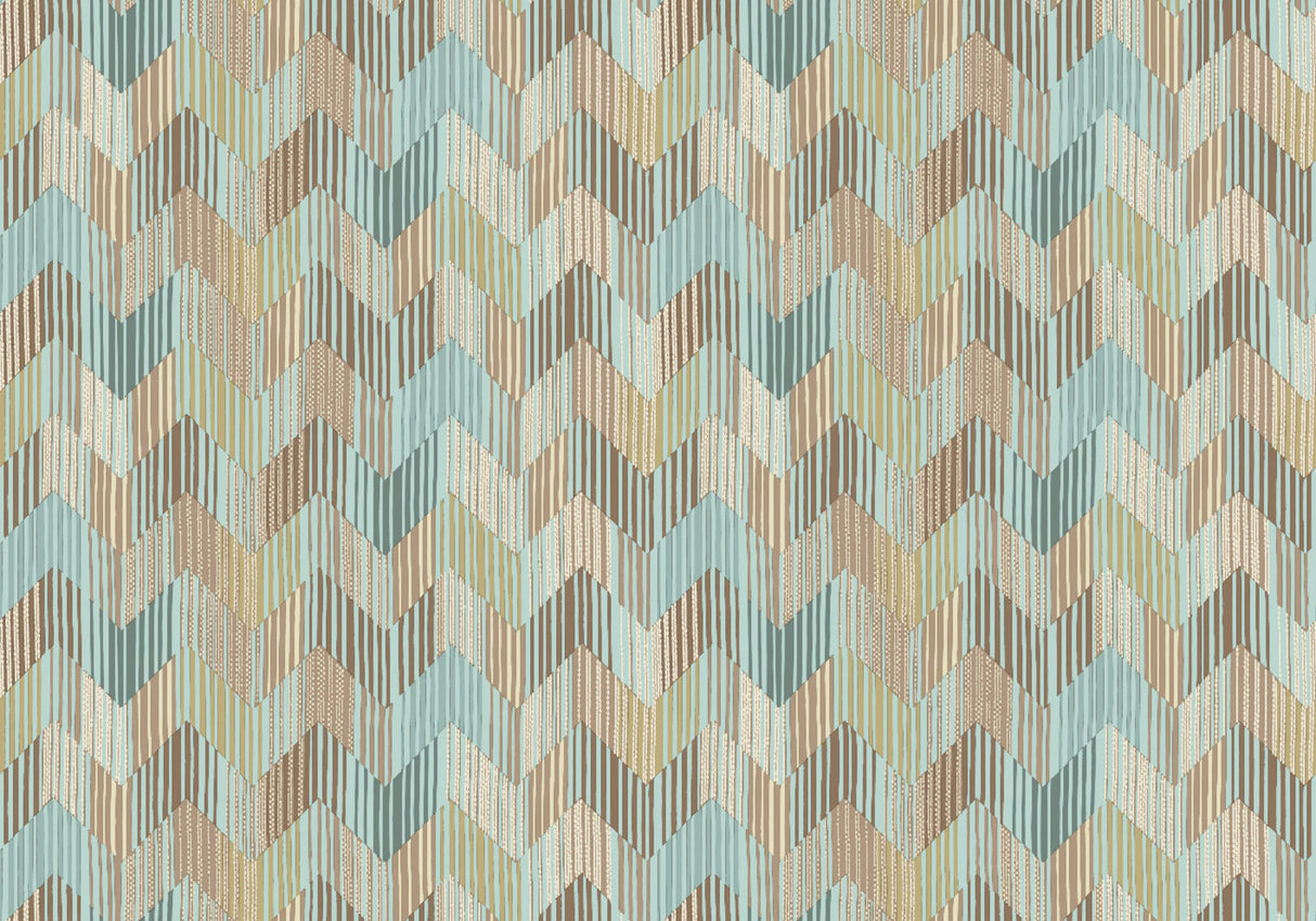 Betulle Blue Chevron Wallpaper by Missoni Home 5 - MI10523, 39.3 in x 32.8 ft Vinyl Non-Woven Roll