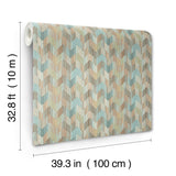 Betulle Blue by Missoni Home 5 Eclectic Chevron Vinyl Non-Woven Unpasted Scrubbable Wallpaper Roll, Made in Italy, 39.3 in x 32.8 ft - MI10523