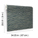 Zambia Dark Teal by Missoni Glam Zebra-Inspired Raffia Grasscloth Non Woven Wallpaper from the Missoni Home 5 Collection - MI10533