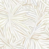 Flora Neutral Wallpaper by Missoni MI10576 - Graphic tropical palm leaf pattern in soft sage, taupe, steel blue and white on non-woven backing