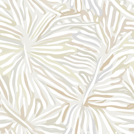 Flora Neutral Wallpaper by Missoni MI10576 - Graphic tropical palm leaf pattern in soft sage, taupe, steel blue and white on non-woven backing