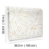 Flora Neutral by Missoni Graphic Tropical Palm Leaf Botanical Non Woven Unpasted Wallpaper in Pale Sage, Taupe, Steel Blue and White - MI10576