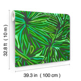 Flora Green by Missoni Lush Tropical Botanical Palm Leaf Vinyl Non Woven Wallpaper from Missoni Home 5 Collection - MI10577