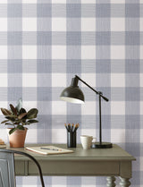 Weft And Weave Indigo by Magnolia Home Plaid Wallpaper – York Wallcoverings MJ4838