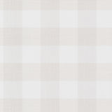 Magnolia Home Weft And Weave Linen Wallpaper MJ4839 swatch in beige and white, 54 in non woven backed vinyl plaid.