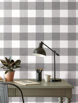 Weft And Weave Charcoal by Magnolia Home Plaid Wallpaper – York Wallcoverings MJ4841