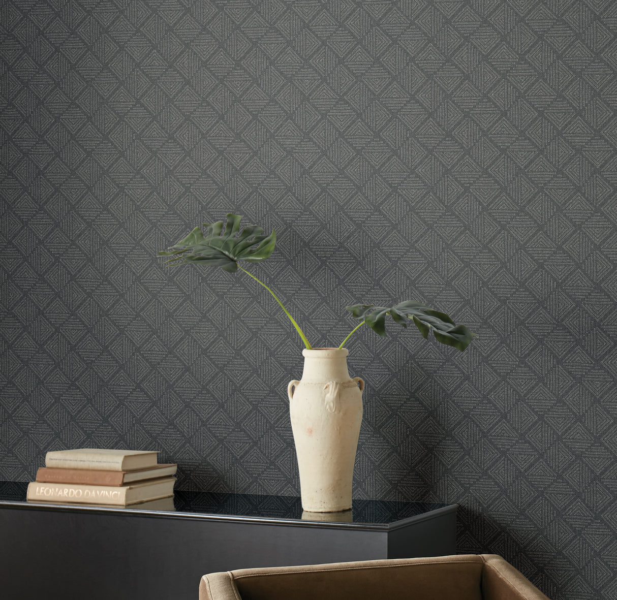 Center Square Charcoal by Magnolia Home Geometric Vinyl Wallpaper – York Wallcoverings MJ4861