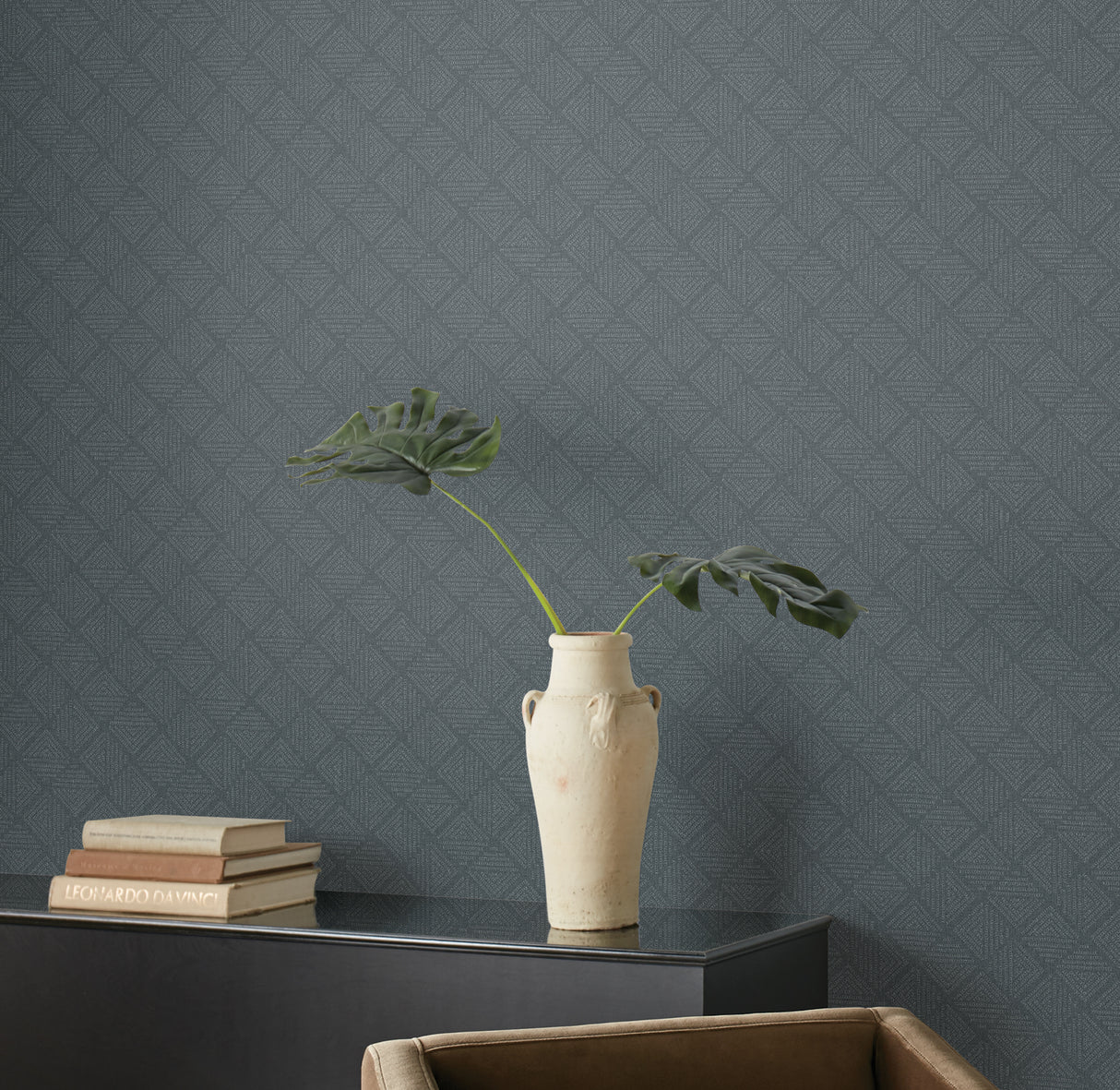 Center Square Indigo by Magnolia Home Geometric Non Woven Backed Vinyl Wallpaper – York Wallcoverings MJ4862
