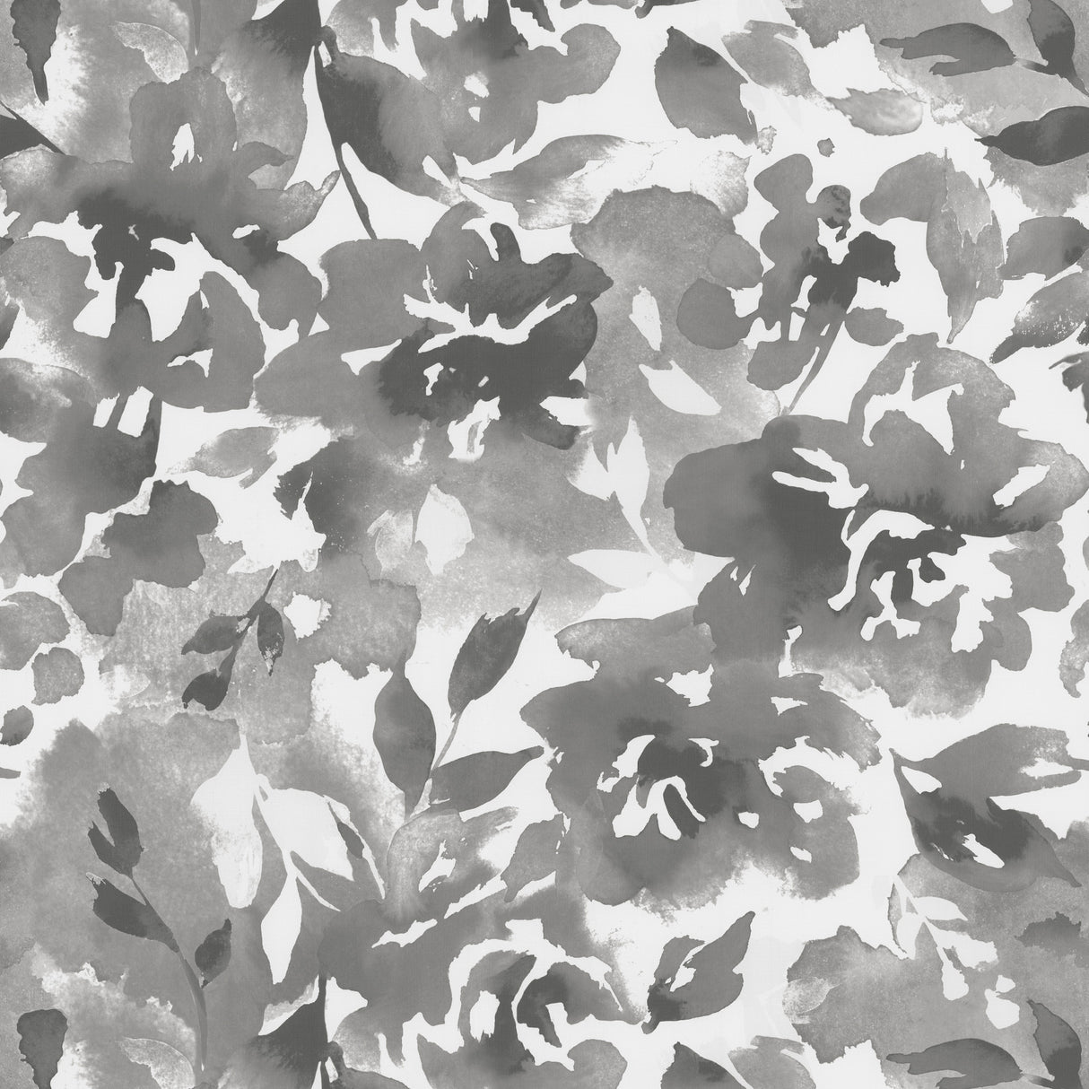 Lakelynn Charcoal floral watercolor wallpaper by Magnolia Home, pattern MJ4871, 54 inch wide commercial vinyl