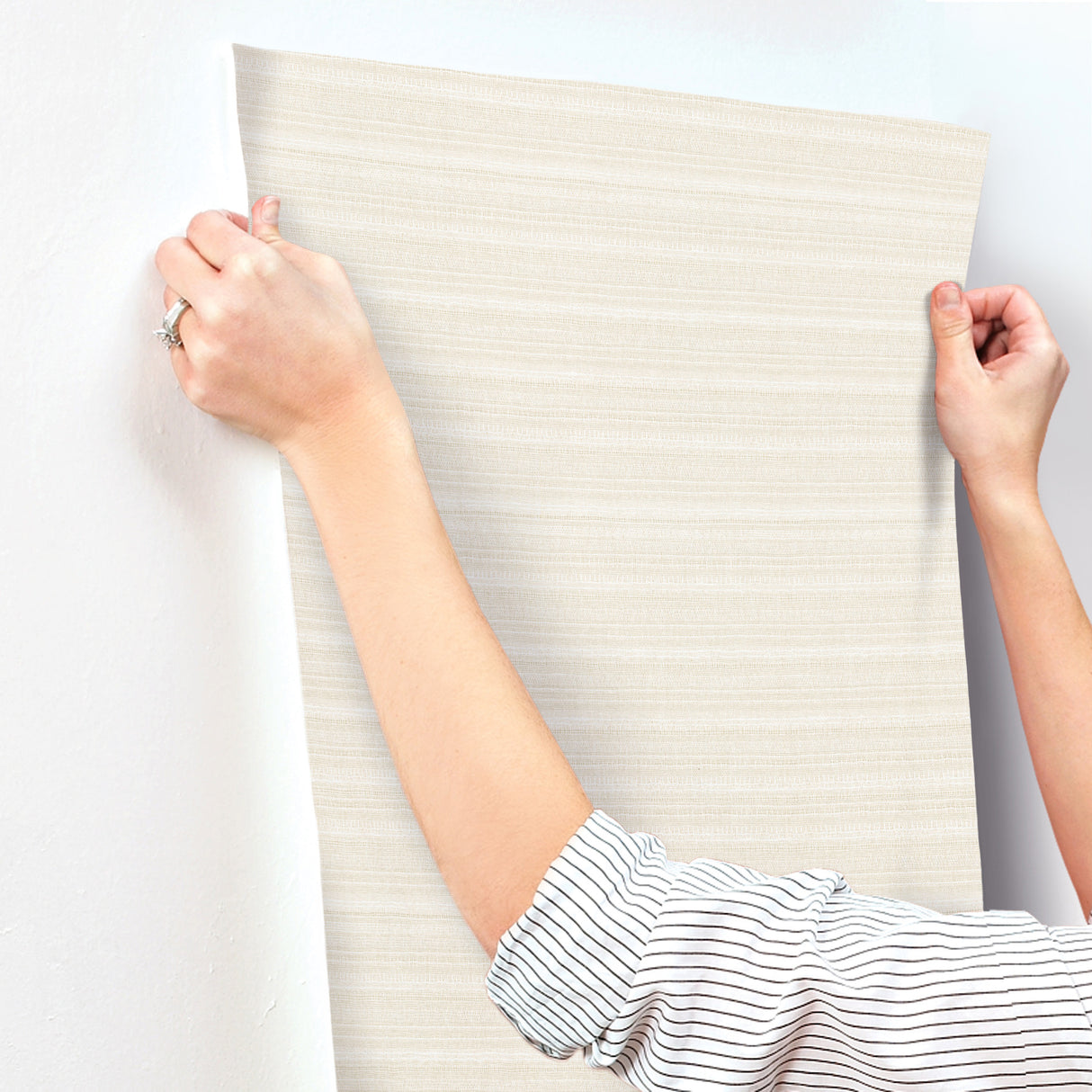 In The Details Linen by Magnolia Home Textured Stripe Wallpaper – York Wallcoverings MJ4878N