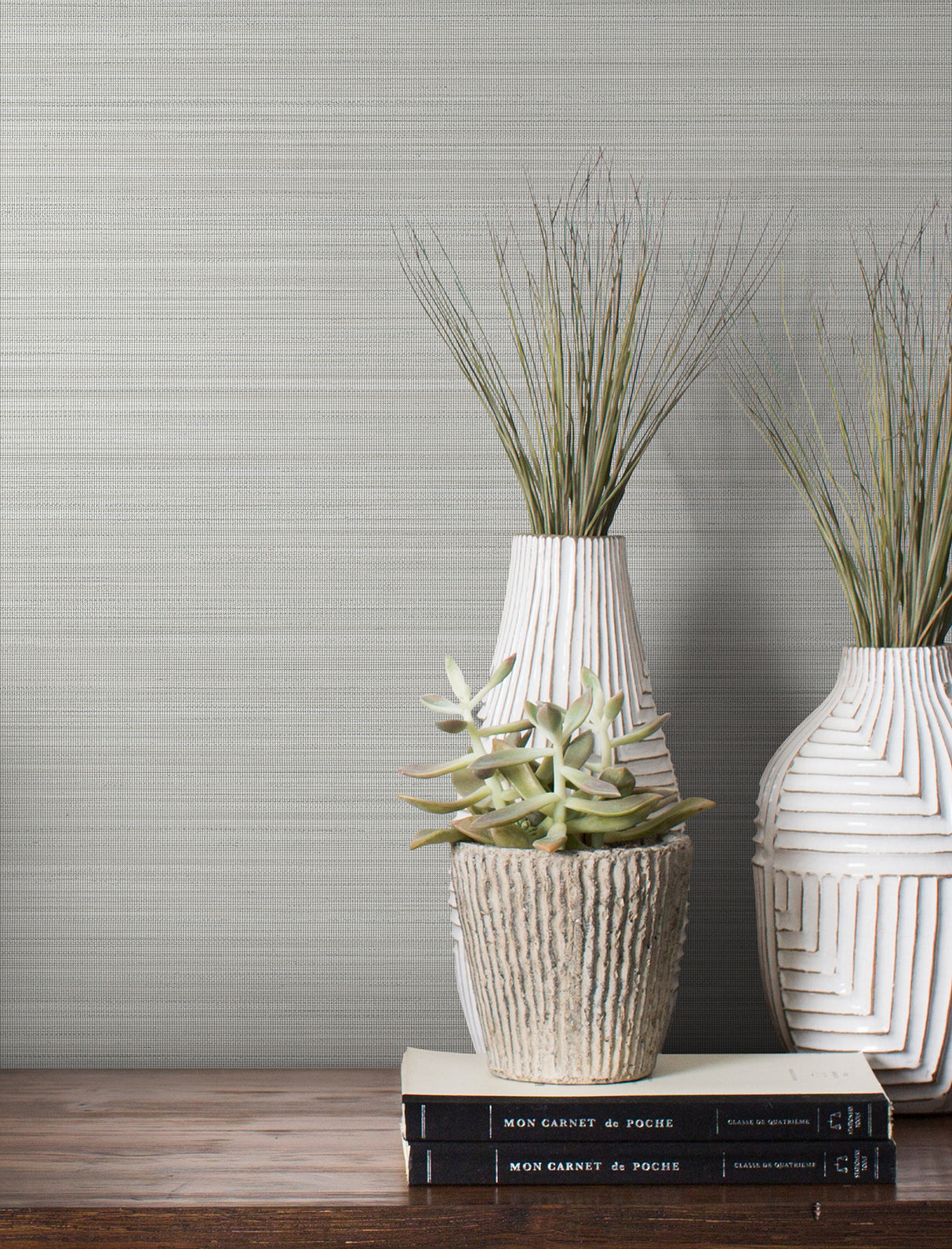 Loomed Gravel by Magnolia Home Faux Grasscloth Wallpaper – York Wallcoverings MJ4883N