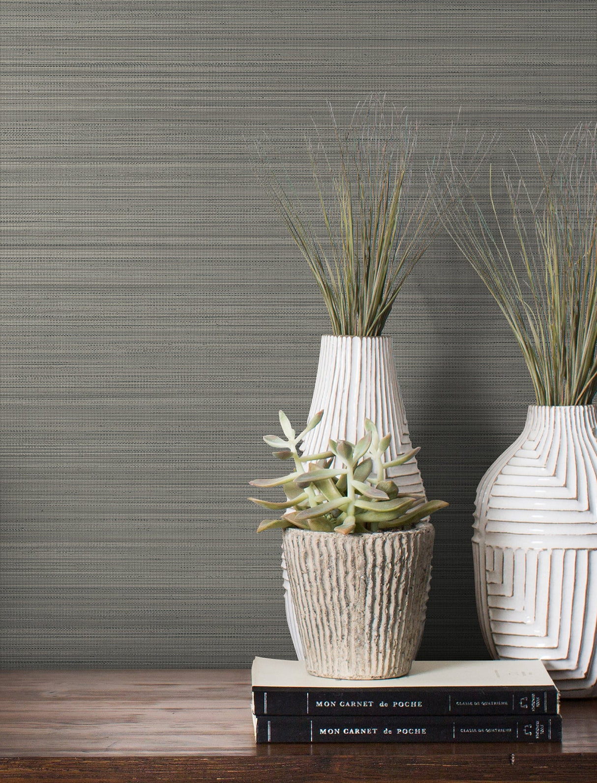 Loomed Ash by Magnolia Home Faux Grasscloth Wallpaper- York Wallcoverings MJ4886N