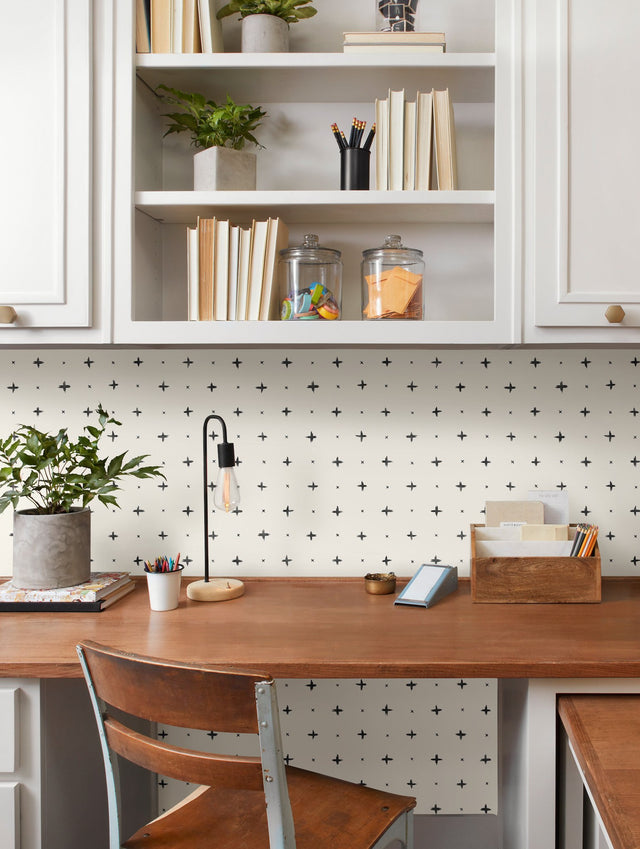 Cross Stitch Black Wallpaper with Hand-Painted Stitch Motif - York MK1100