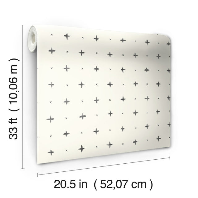 Cross Stitch Black Wallpaper with Hand-Painted Stitch Motif - York MK1100