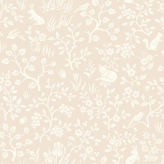 Fox & Hare Pink Wallpaper with Folklore Forest Animal Motif - York MK1110