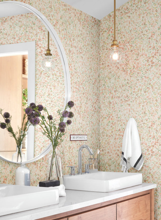 Meadow Pink Watercolor Floral Prepasted Wallpaper - York MK1120