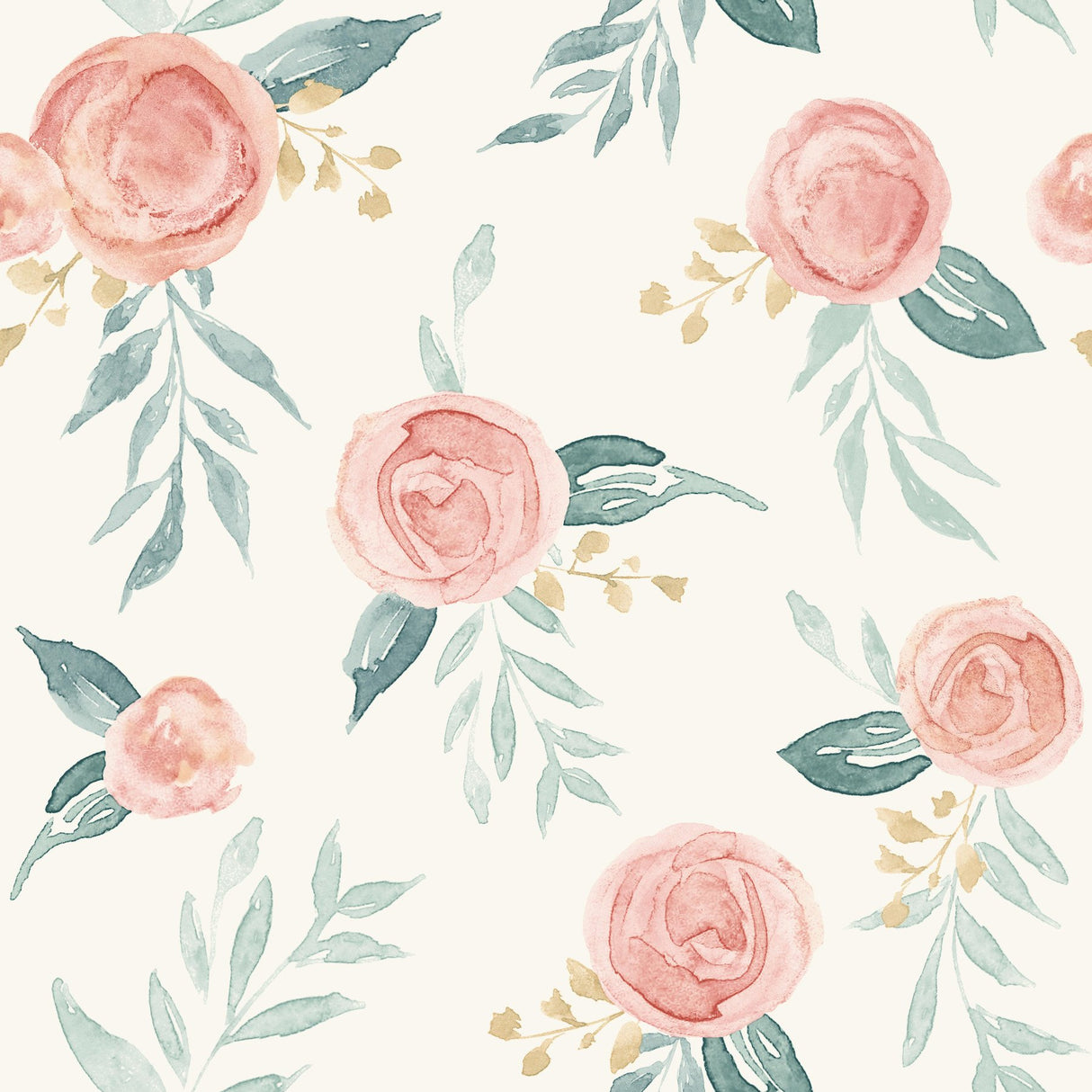Watercolor Roses Red Wallpaper with Floral Watercolor Rose Pattern - York MK1126