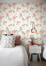 Watercolor Roses Red Wallpaper with Floral Watercolor Rose Pattern - York MK1126