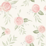 Watercolor Roses Coral Wallpaper with Watercolor Floral Pattern - York MK1128