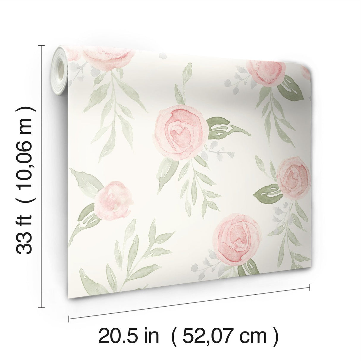 Watercolor Roses Coral Wallpaper with Watercolor Floral Pattern - York MK1128