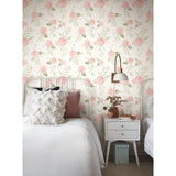 Watercolor Roses Coral Wallpaper with Watercolor Floral Pattern - York MK1128