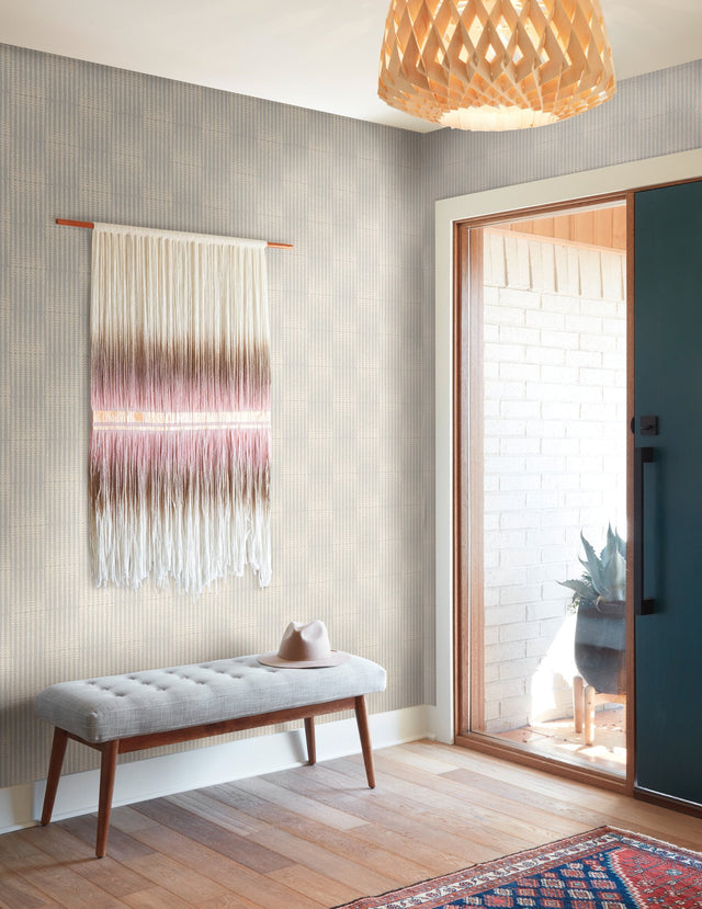 Vantage Point Blue Wallpaper with Bohemian Tribal Triangle Pattern - York MK1131