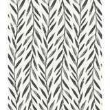 Willow Black Wallpaper with Botanical Willow Leaf Pattern - York MK1136
