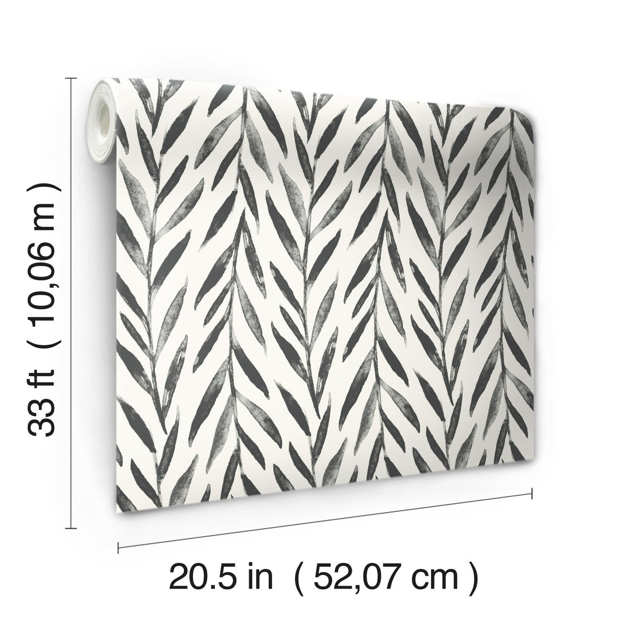 Willow Black Wallpaper with Botanical Willow Leaf Pattern - York MK1136