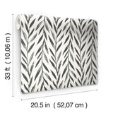 Willow Black Wallpaper with Botanical Willow Leaf Pattern - York MK1136