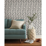 Willow Black Wallpaper with Botanical Willow Leaf Pattern - York MK1136