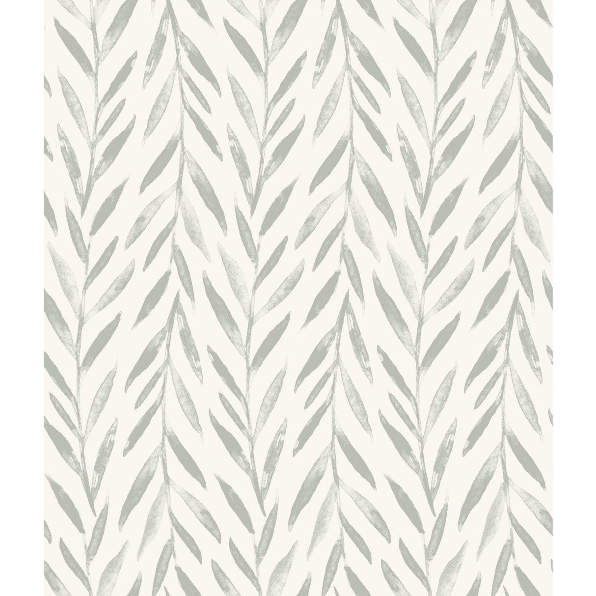 Willow Grey Wallpaper with Botanical Watercolor Willow Stripe - York MK1137