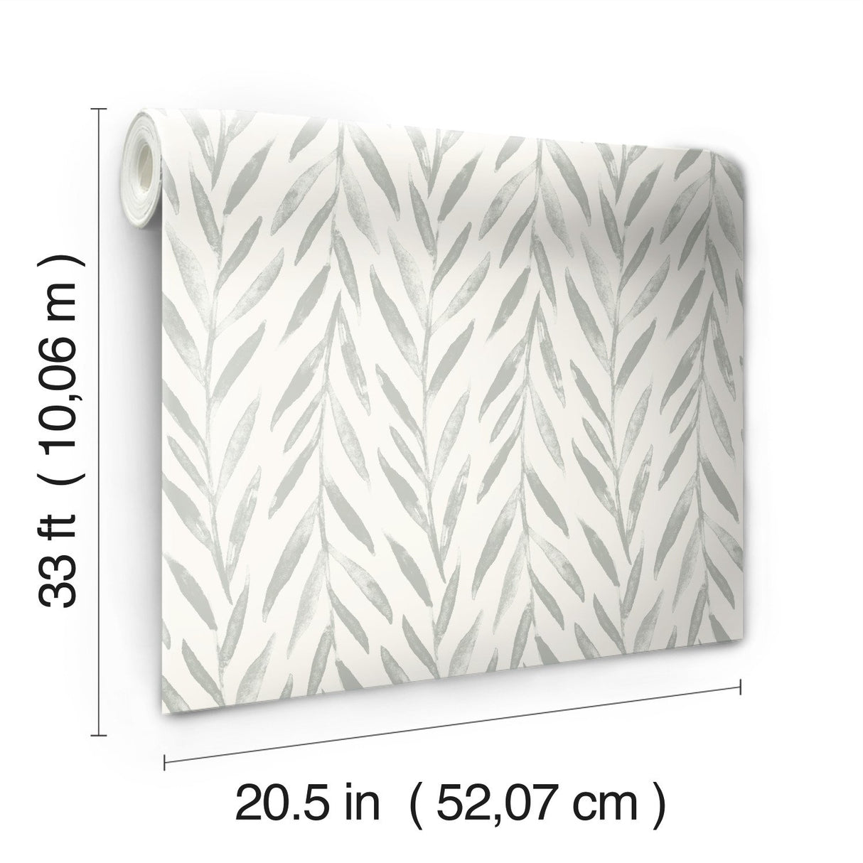 Willow Grey Wallpaper with Botanical Watercolor Willow Stripe - York MK1137
