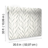 Willow Grey Wallpaper with Botanical Watercolor Willow Stripe - York MK1137