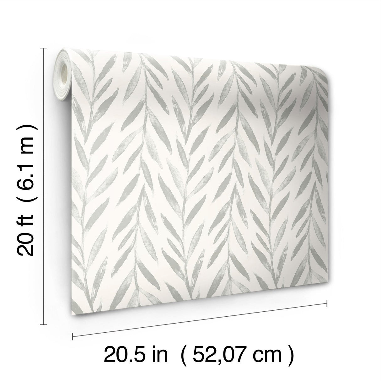 Willow Grey Wallpaper with Botanical Watercolor Willow Stripe - York MK1137