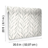 Willow Grey Wallpaper with Botanical Watercolor Willow Stripe - York MK1137