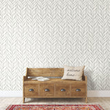 Willow Grey Wallpaper with Botanical Watercolor Willow Stripe - York MK1137