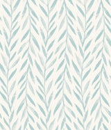 Willow Blue Wallpaper with Botanical Watercolor Leaf Stripe - York MK1138