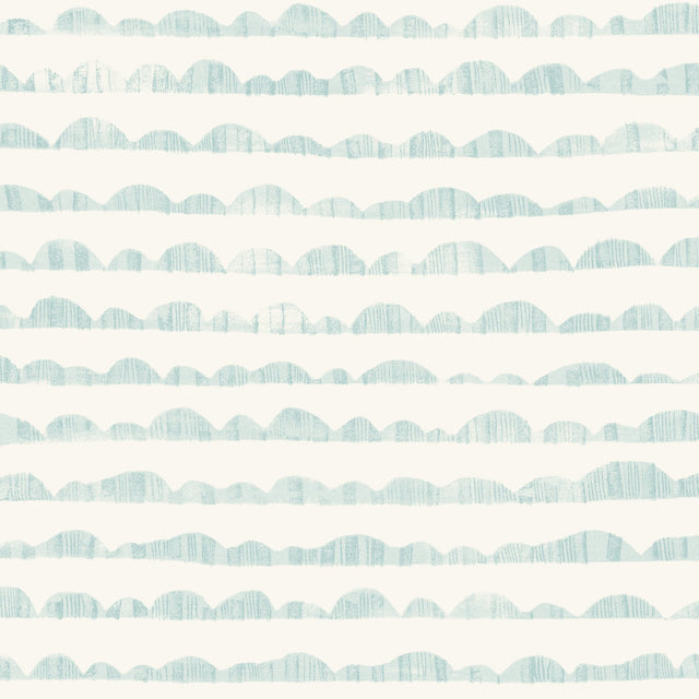Hill & Horizon Blue Wallpaper with Hand-Painted Horizon Stripe Motif - York MK1141