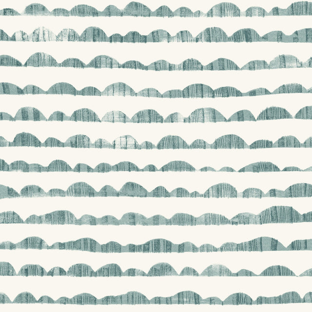 Hill & Horizon Blue Wallpaper with Hand-Painted Horizon Stripe Pattern - York MK1143