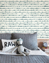 Hill & Horizon Blue Wallpaper with Hand-Painted Horizon Stripe Pattern - York MK1143