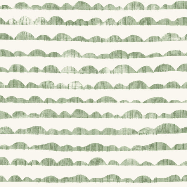 Hill & Horizon Green Wallpaper with Hand-Painted Stripe Landscape - York MK1144