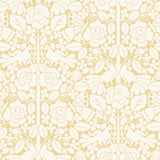 Fairy Tales Yellow Wallpaper with Folk Art Birds & Floral Motif - York MK1162