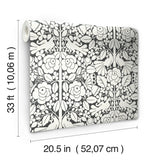 Fairy Tales Black Wallpaper with Folk Art Birds & Floral Motif - York MK1167