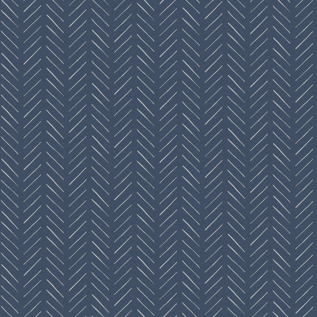 Pick-Up Sticks Blue Wallpaper with Abstract Herringbone Stripe - York MK1173